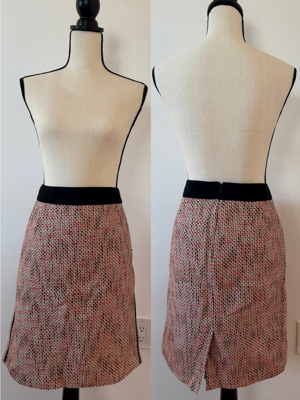 Banana Republic Pink and Black Tweed Pencil Skirt